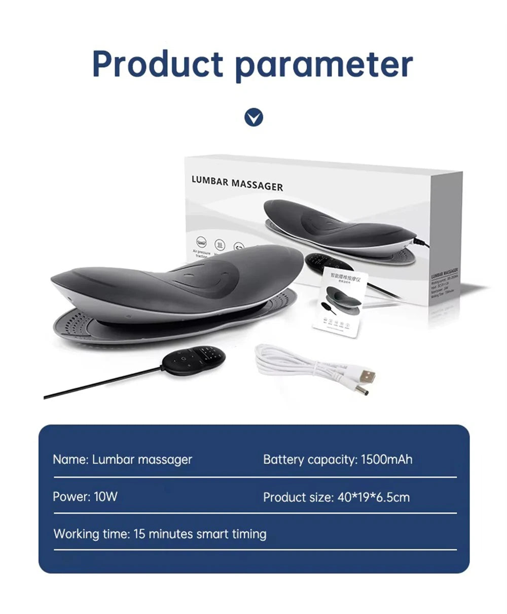 Electric Lumbar Traction Device Waist Back Massager with Heat for Lumbar Spine Fatigue Relief Back Stretcher for Sciatica Pain