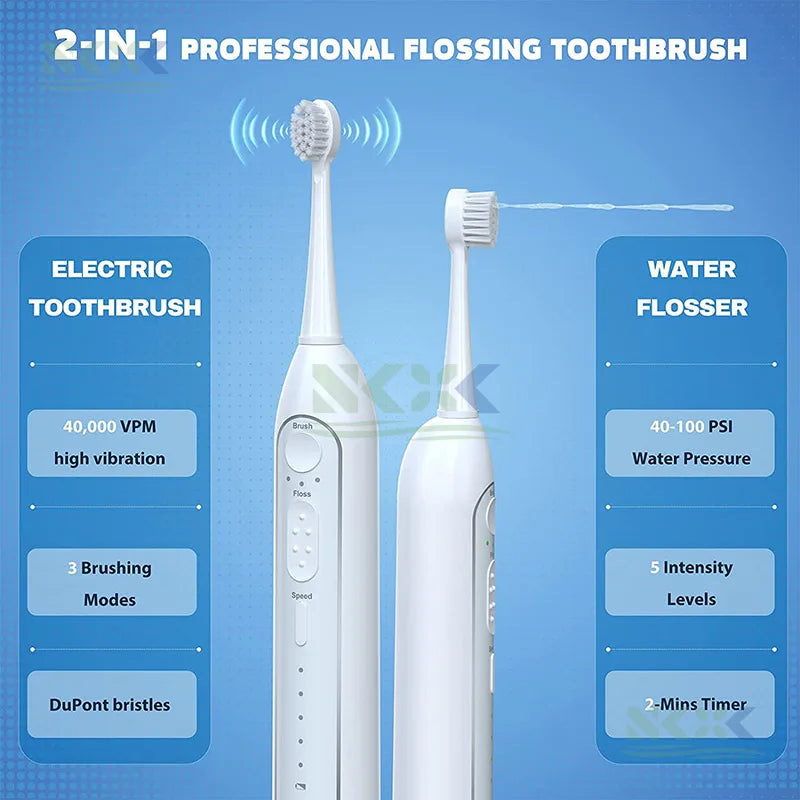 Electric toothbrush with water floss 2-in-1 toothbrush