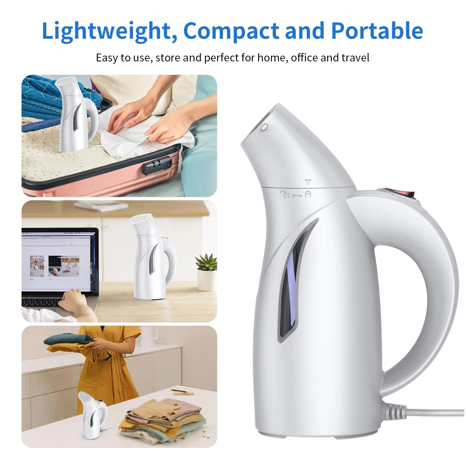 Portable Steamer for Clothes Handheld 140℃ Steam 240ml Water Tank 700W 40s Fast Heat Strong Penetrating Garment Steamer Removes