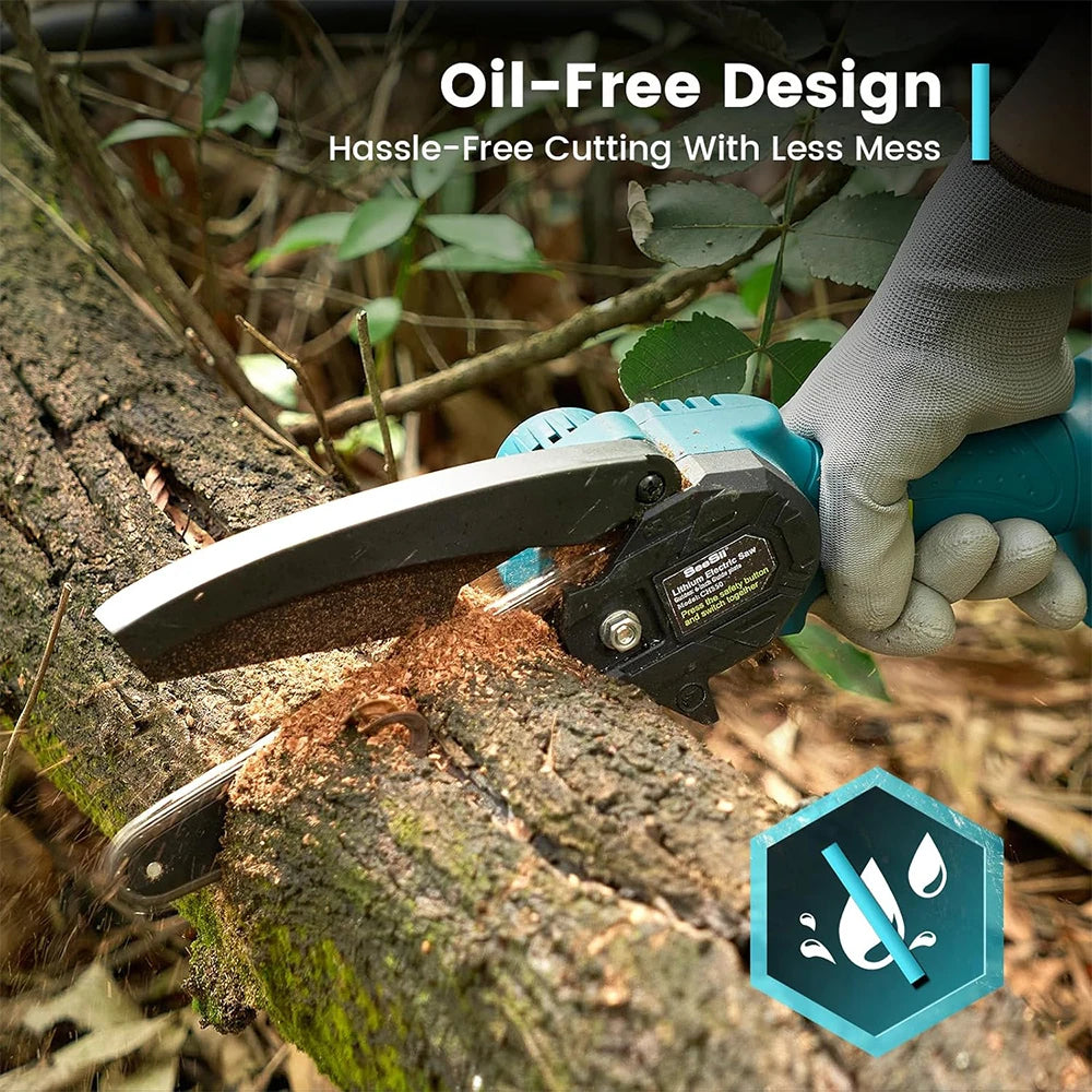 Mini Chainsaw Cordless 6-inch Handheld Electric Power Chain Saw for Garden Tools Tree Trimming Wood Cutting Best Gifts