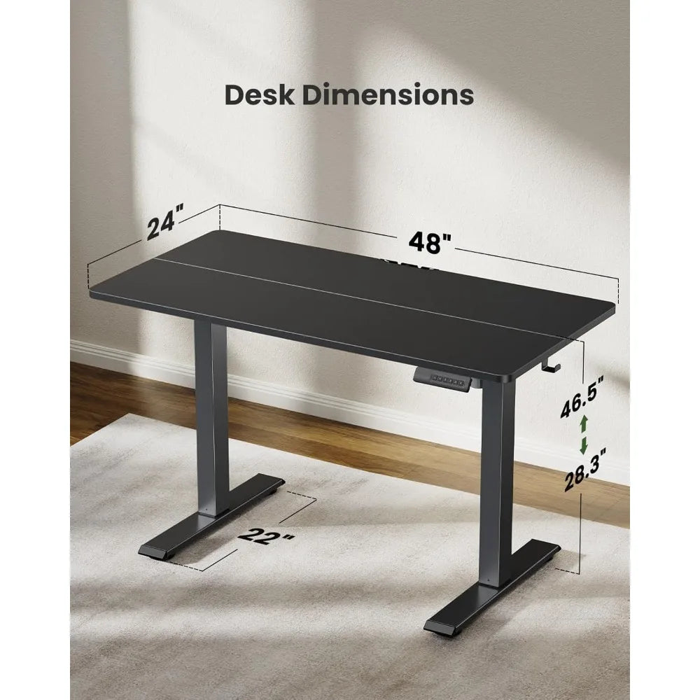 Electric Height-Adjustable Standing Desk for Home Office, 48"x24" with 4 Memory Settings