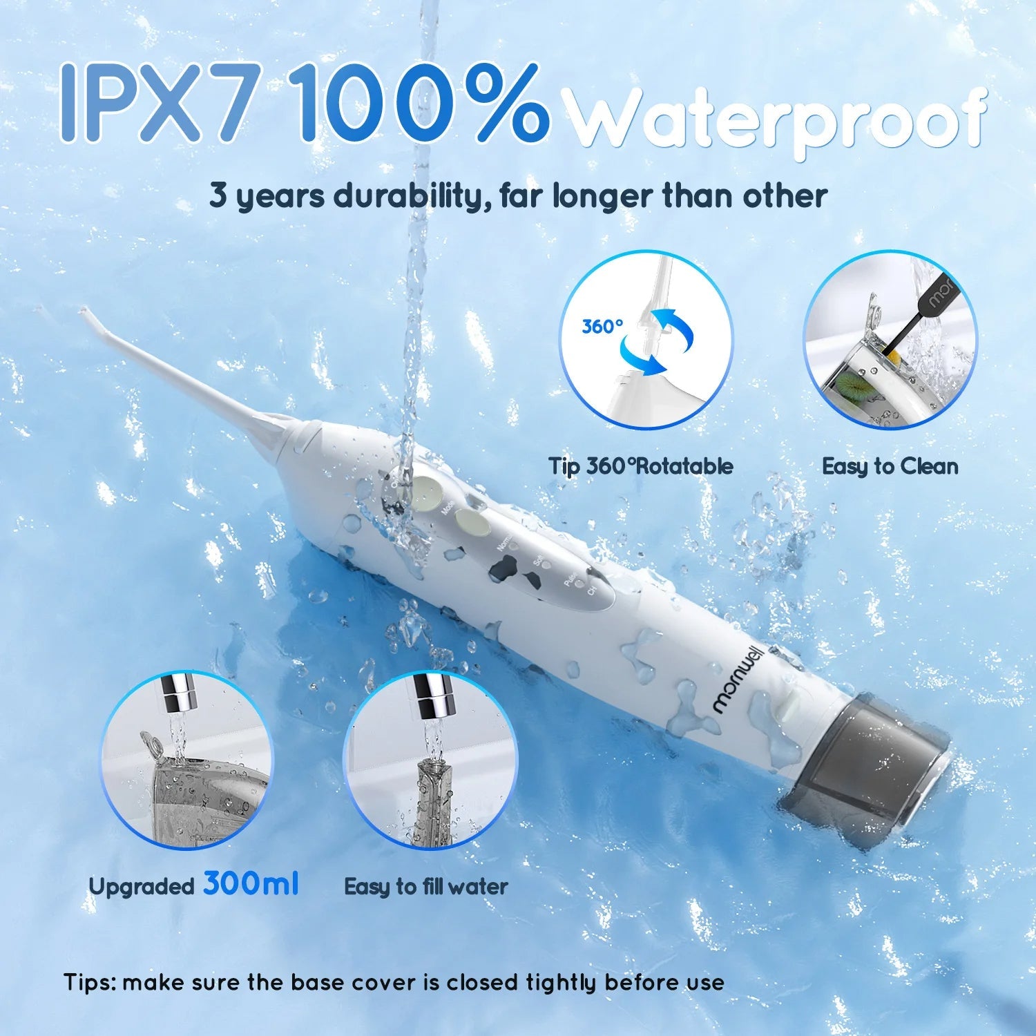 Oral Irrigator D52 Portable Dental Water Flosser USB Rechargeable Water Jet Floss Tooth Pick 4 Jet Tip 300ml 3 Modes Teeth Clean