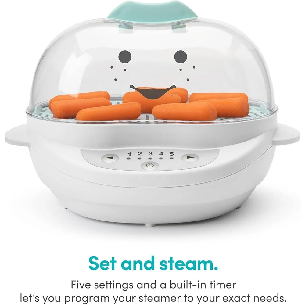 Turbo Food Steamer Baby Food Sterilizer Defroster with Timer 5 Steam Settings Dishwasher Safe Easy Cleanup