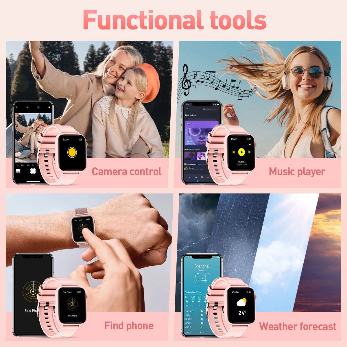 Women Smart Watches 1.83 Inch HD Display Answer Make Call Message Preview Sport Modes DIY Dial Weather Forecast For Men New