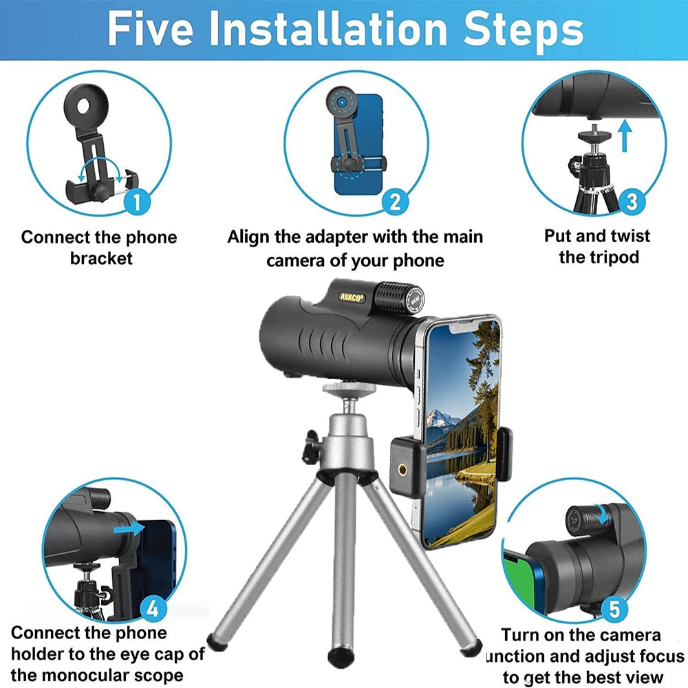 Monocular Telescope 8x42 High Power Monoculars Scope Compact Waterproof Fogproof Shockproof with Hand Strap for Adults Kids Bird