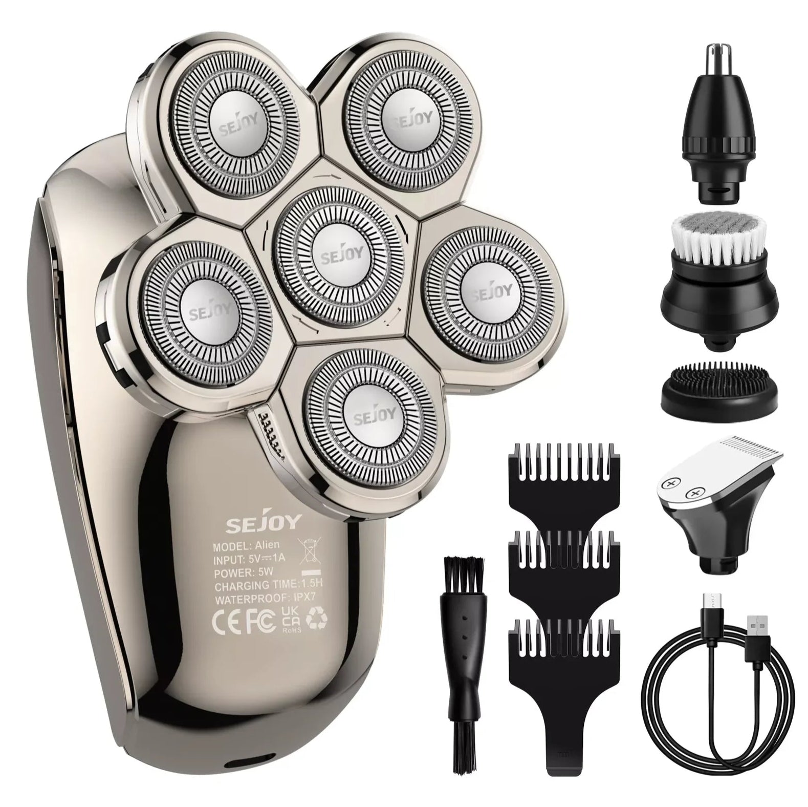 Electric Shaver Hair Clipper 5IN1 Beard Trimmer Bald Head Shaver Wet & Dry Men's Electric Hair Trimmer