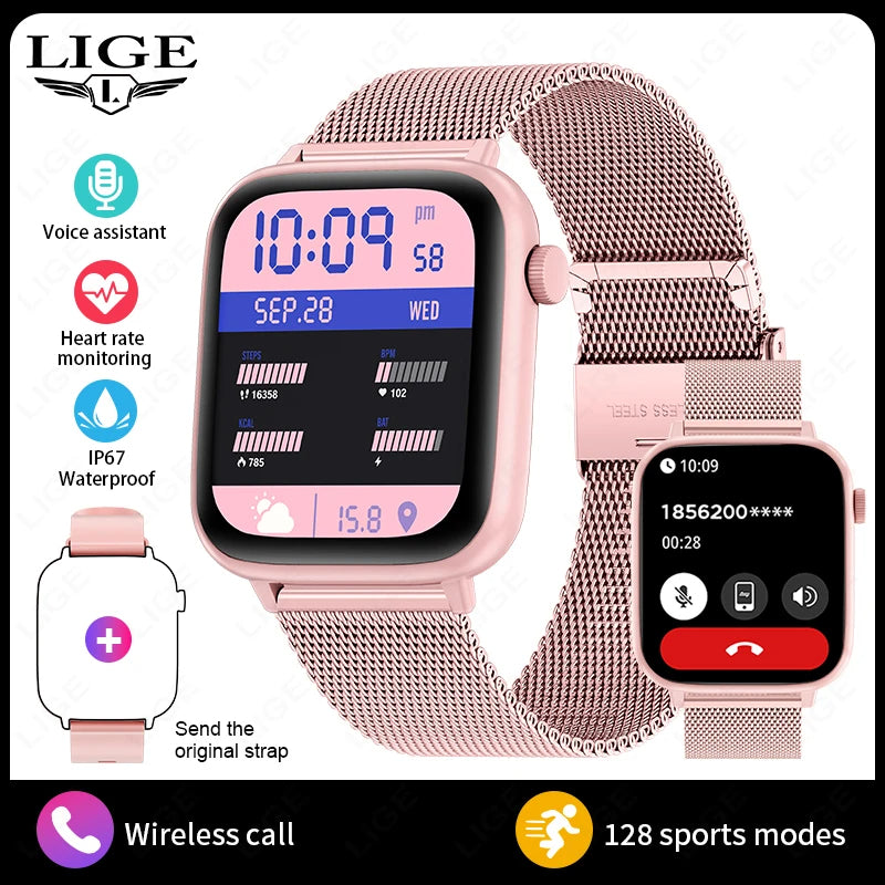 Women Smart Watches 1.83 Inch HD Display Answer Make Call Message Preview Sport Modes DIY Dial Weather Forecast For Men New