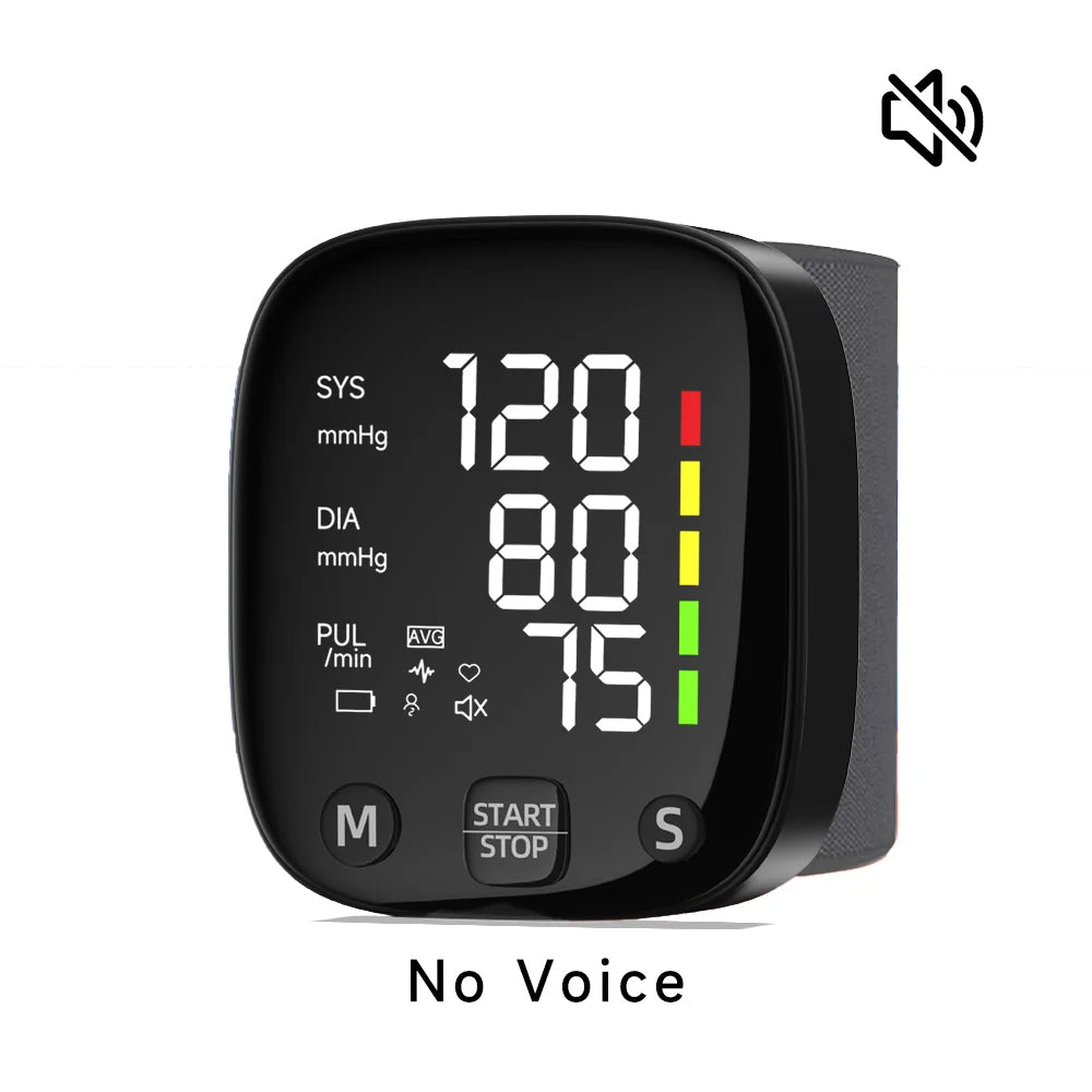 Rechargeable Digital Wrist Blood Pressure Monitor Sphygmomanometer Tonometer Tensiometer Heart Rate Meter BP Monitor