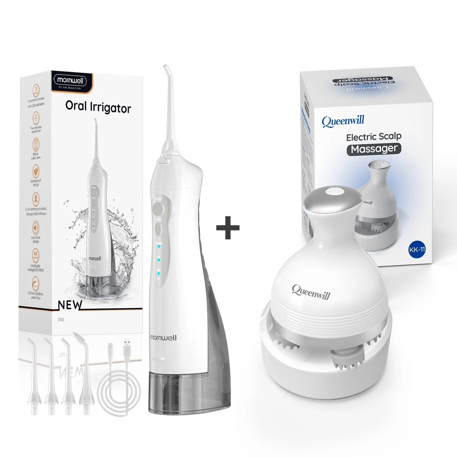 Oral Irrigator D52 Portable Dental Water Flosser USB Rechargeable Water Jet Floss Tooth Pick 4 Jet Tip 300ml 3 Modes Teeth Clean