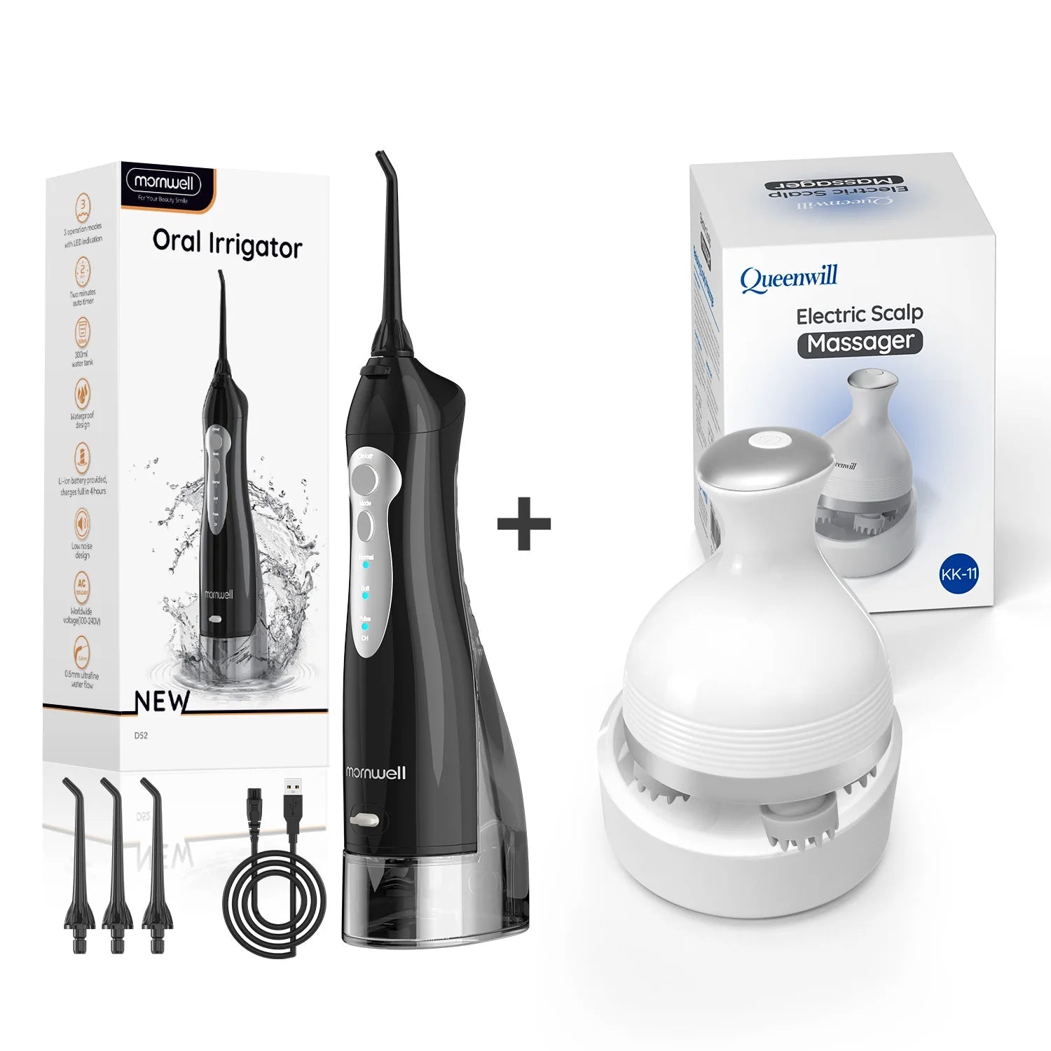 Oral Irrigator D52 Portable Dental Water Flosser USB Rechargeable Water Jet Floss Tooth Pick 4 Jet Tip 300ml 3 Modes Teeth Clean