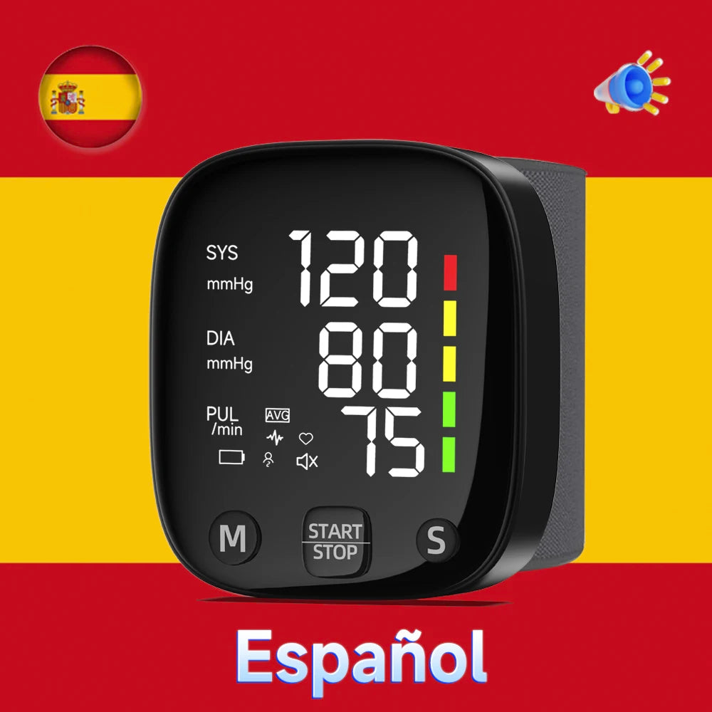 Rechargeable Digital Wrist Blood Pressure Monitor Sphygmomanometer Tonometer Tensiometer Heart Rate Meter BP Monitor