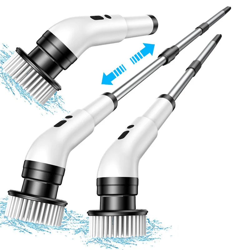 Electric Spin Scrubber, Cordless Cleaning Brush, Shower Scrubber with 9 Brush Heads, Adjustable Extension Handle